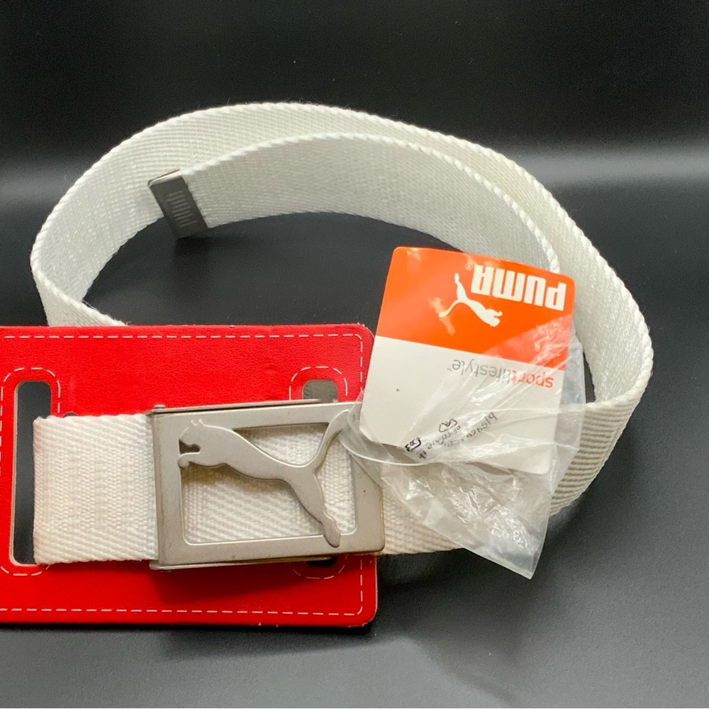 Puma Red and White Belt with Silver Buckle